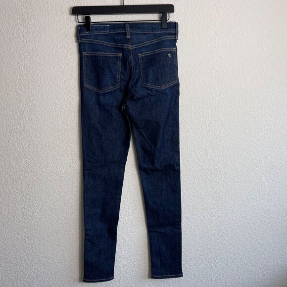 Rag & Bone High Rise Jeans Size 26 Blue Black Denim Stripe Down Side 5-Pocket - Picture 6 of 9